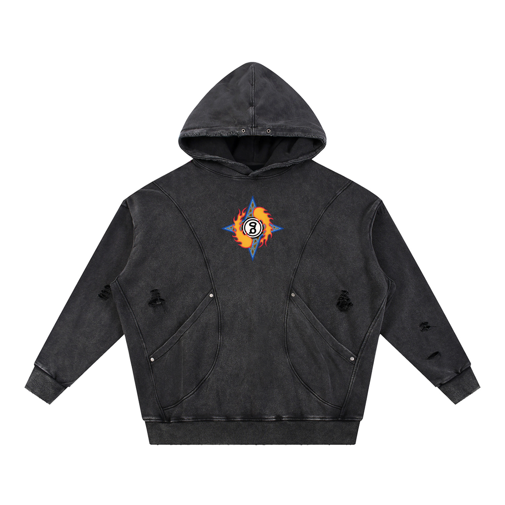 Flaming Ball Distressed Hoodie