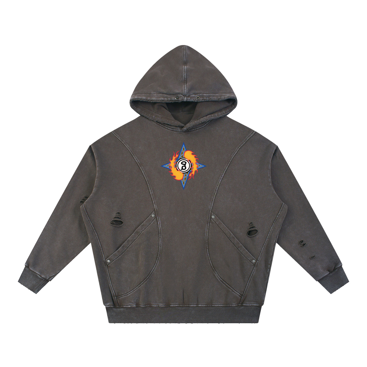 Flaming Ball Distressed Hoodie