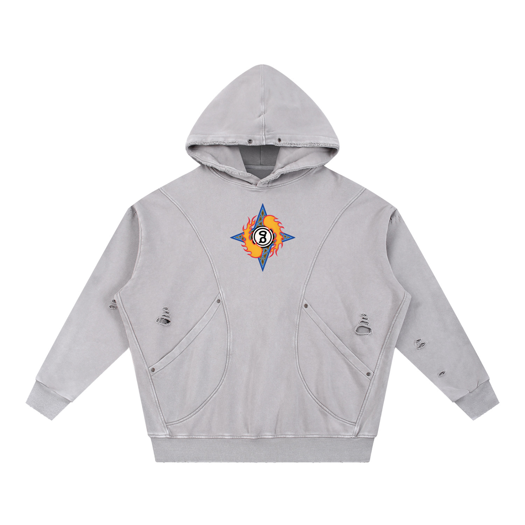 Flaming Ball Distressed Hoodie
