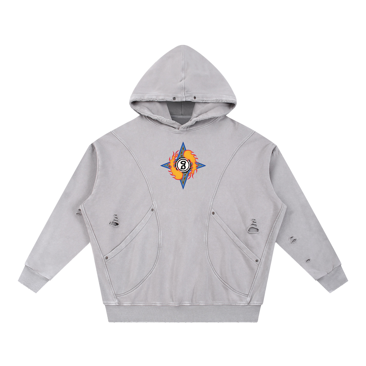 Flaming Ball Distressed Hoodie